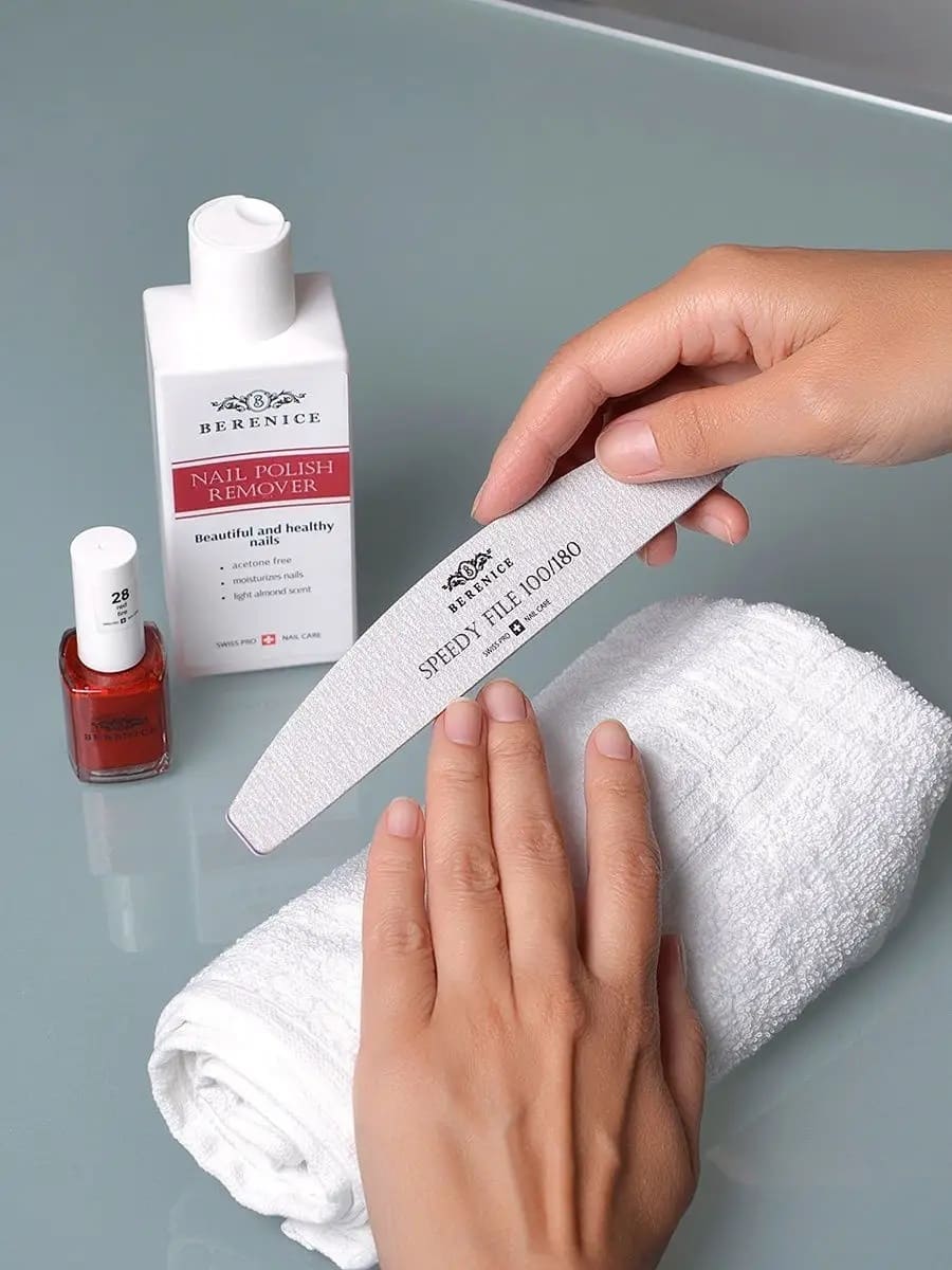 BERENICE Пилка для ногтей полумесяц Зебра Speedy File 100*180