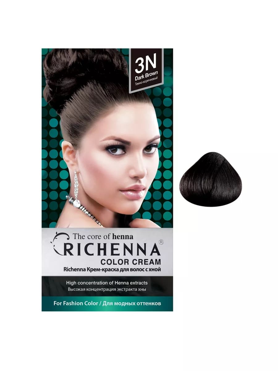 Richenna Крем-краска для волос с хной № 3N (Dark Brown) (новая упаковка)