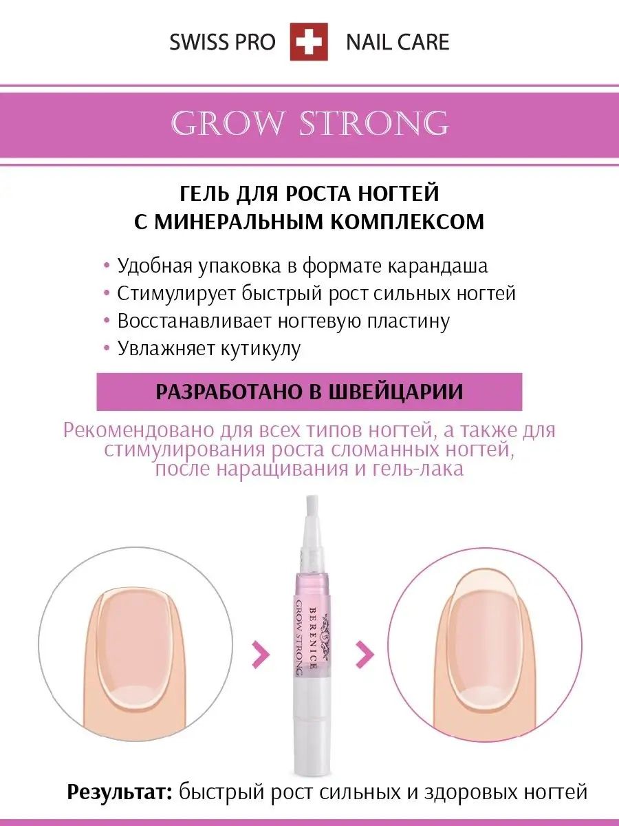 BERENICE Nail Care Set Набор средств для ногтей «Rich nutritive oil» 4 ml. + «Grow strong» 4 ml.