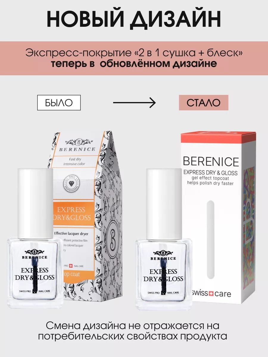 BERENICE Экспресс-покрытие «2 в 1 Сушка+блеск» "Express dry&gloss" New