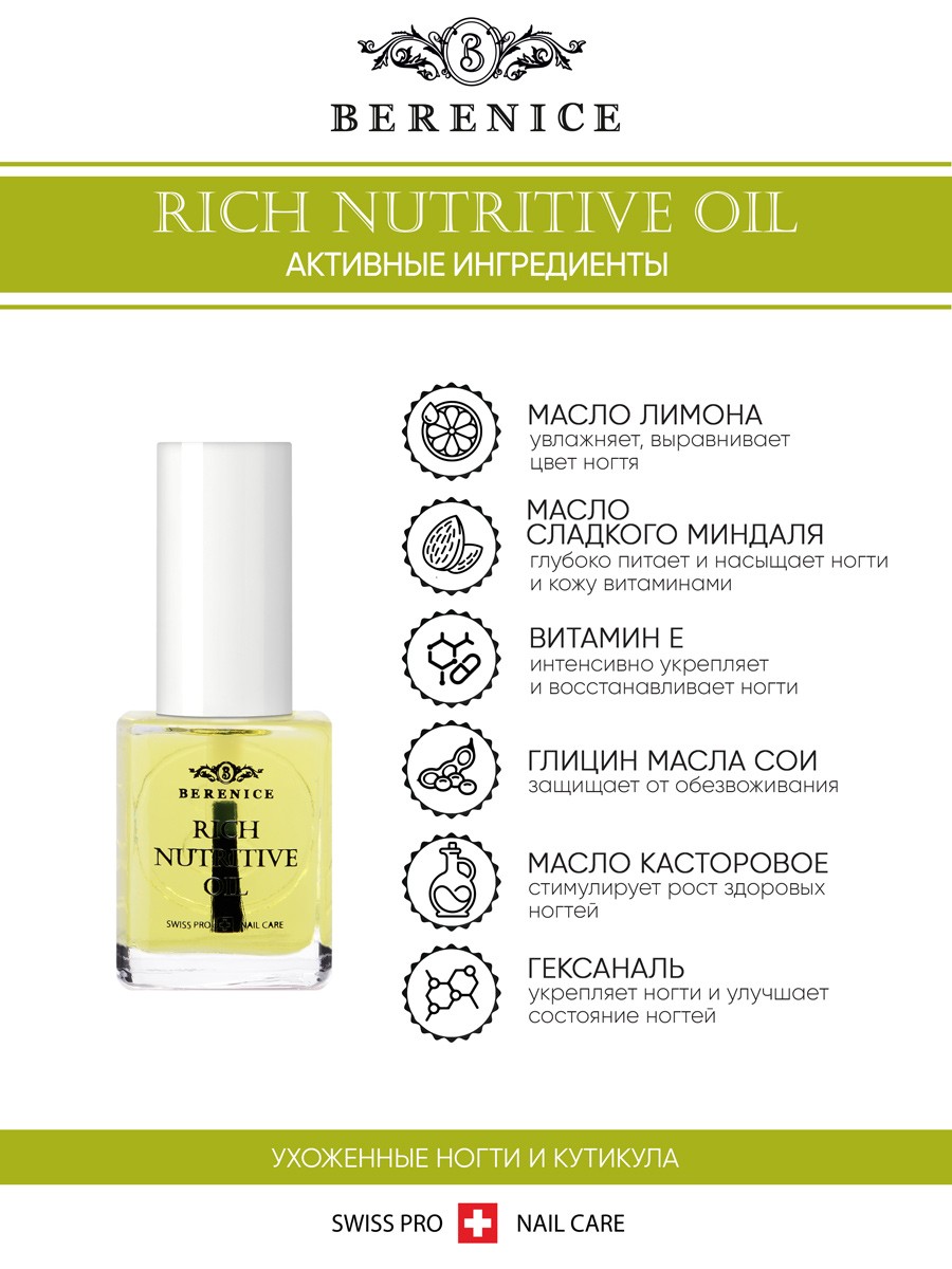 BERENICE Масло для ногтей и кутикулы «Питание и увлажнение» "Rich nutritive oil"