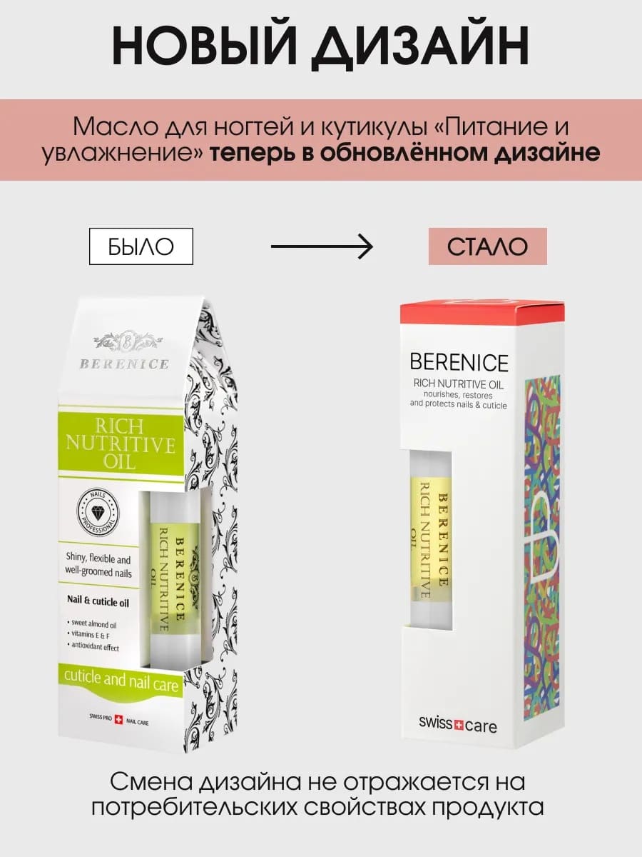 BERENICE Масло для ногтей и кутикулы «Питание и увлажнение» "Rich nutritive oil" в карандаше 4ml New