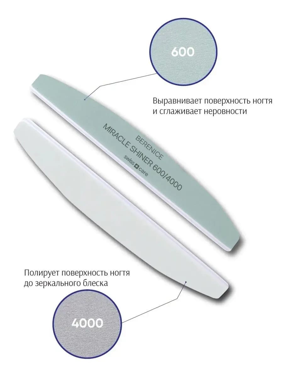 BERENICE Пилка для ногтей полумесяц Miracle Shiner 600*4000