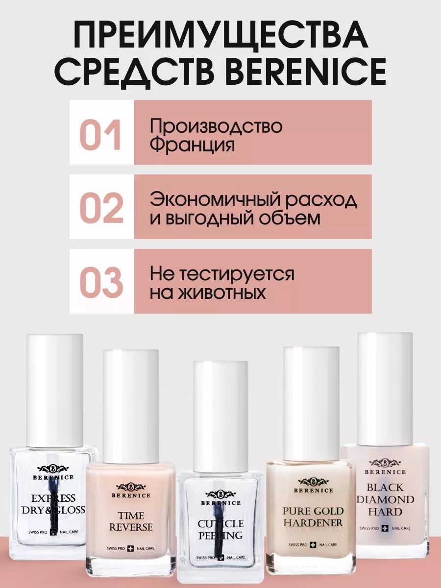 BERENICE Средство для укрепления ногтей с частицами черного алмаза "Black diamond hard" New