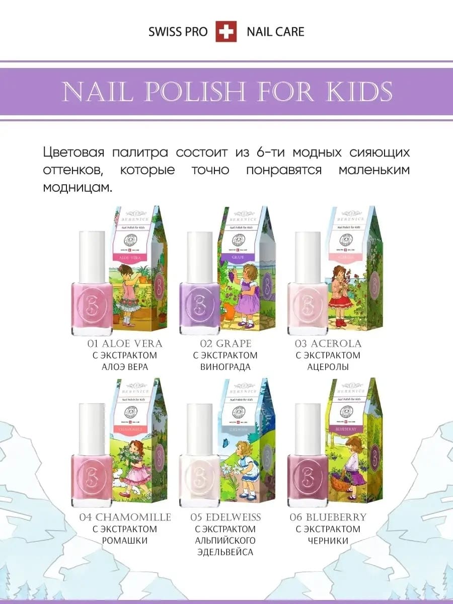 Лак для ногтей детский на водной основе Little Berenice 02 Grape