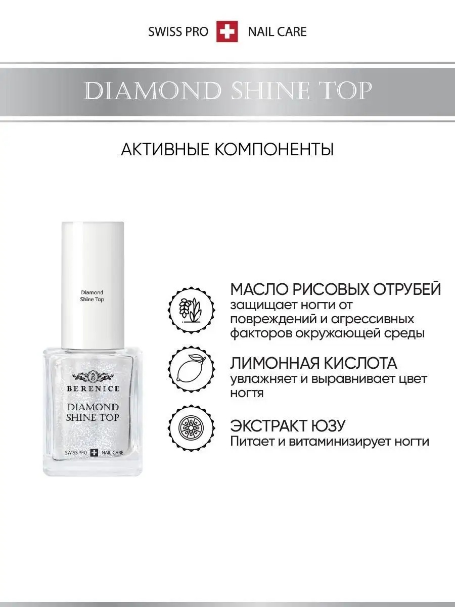 BERENICE Топ для сохранения цвета лака и придания блеска ногтям "Diamond Shine Top"