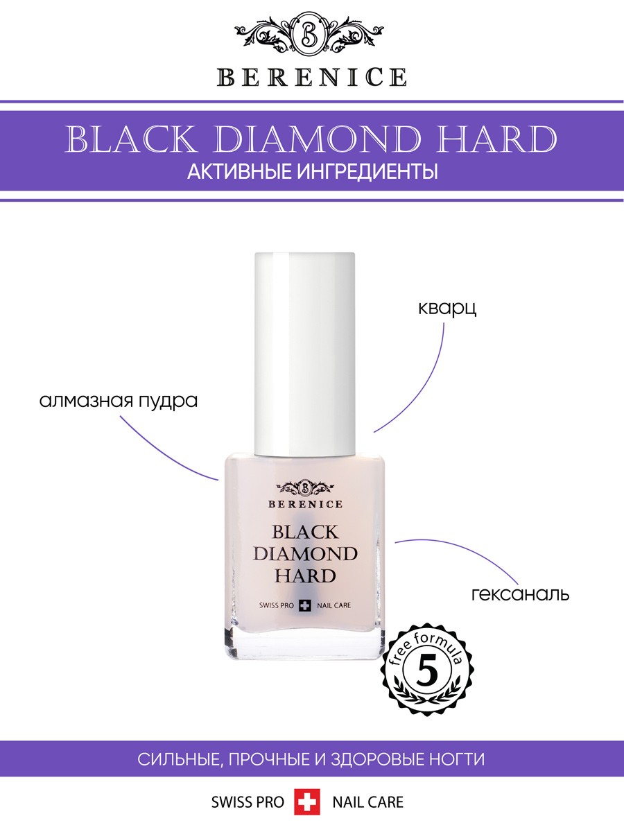 BERENICE Средство для укрепления ногтей с частицами черного алмаза "Black diamond hard"