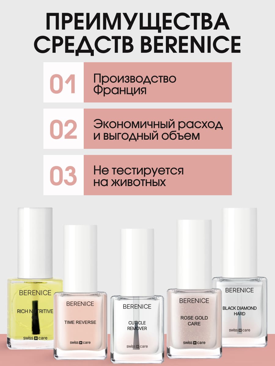 BERENICE Укрепляющее средство для ногтей с коллоидным золотом "Rose Gold Care" NEW