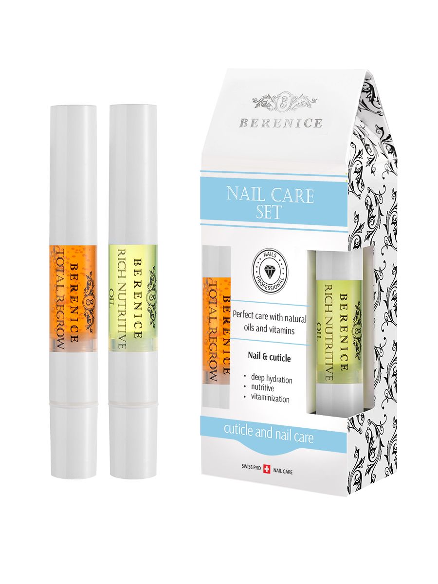 BERENICE Nail Care Set Набор средств для ногтей «Rich nutritive oil» 4 ml. + «Total Regrow» 4 ml.