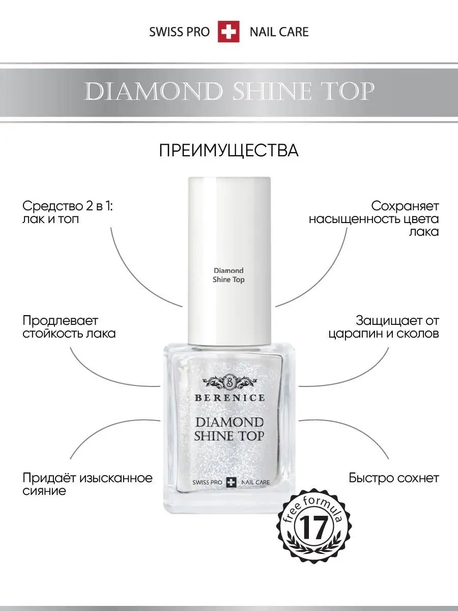 BERENICE Топ для сохранения цвета лака и придания блеска ногтям "Diamond Shine Top"