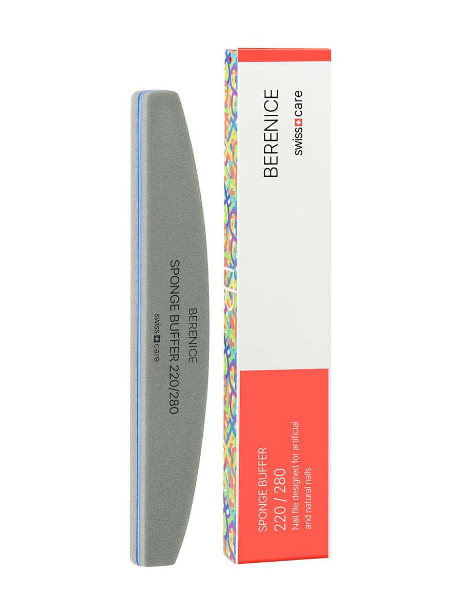 BERENICE Пилка для ногтей полумесяц Sponge Buffer 220*280