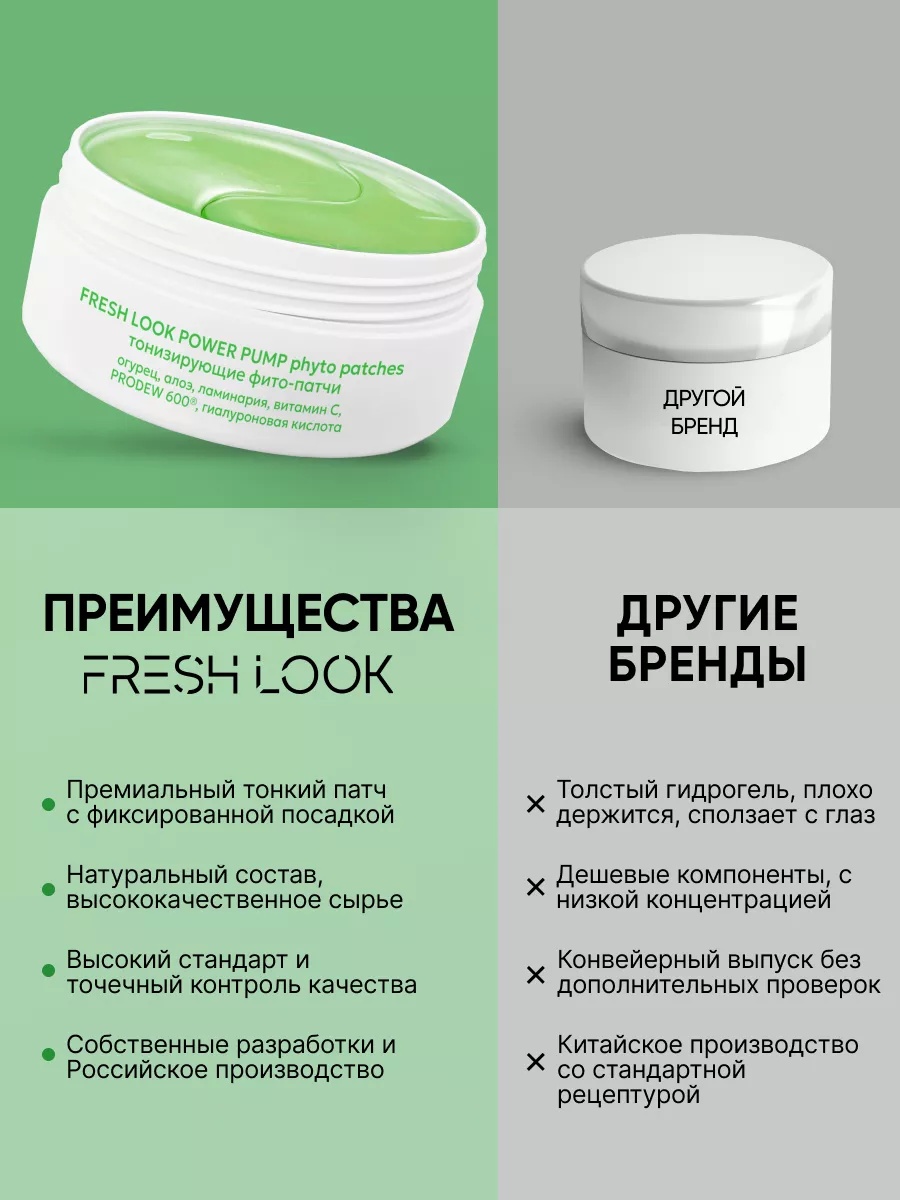 FRESH LOOK Power Pump Phyto Patches Тонизирующие фито-патчи 80 шт
