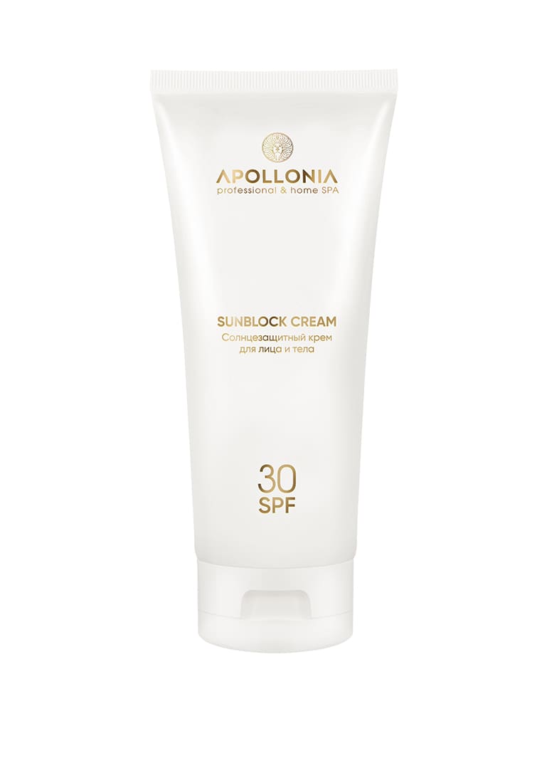 APOLLONIA SUNBLOCK CREAM Солнцезащитный крем для лица и тела SPF 30 200ml