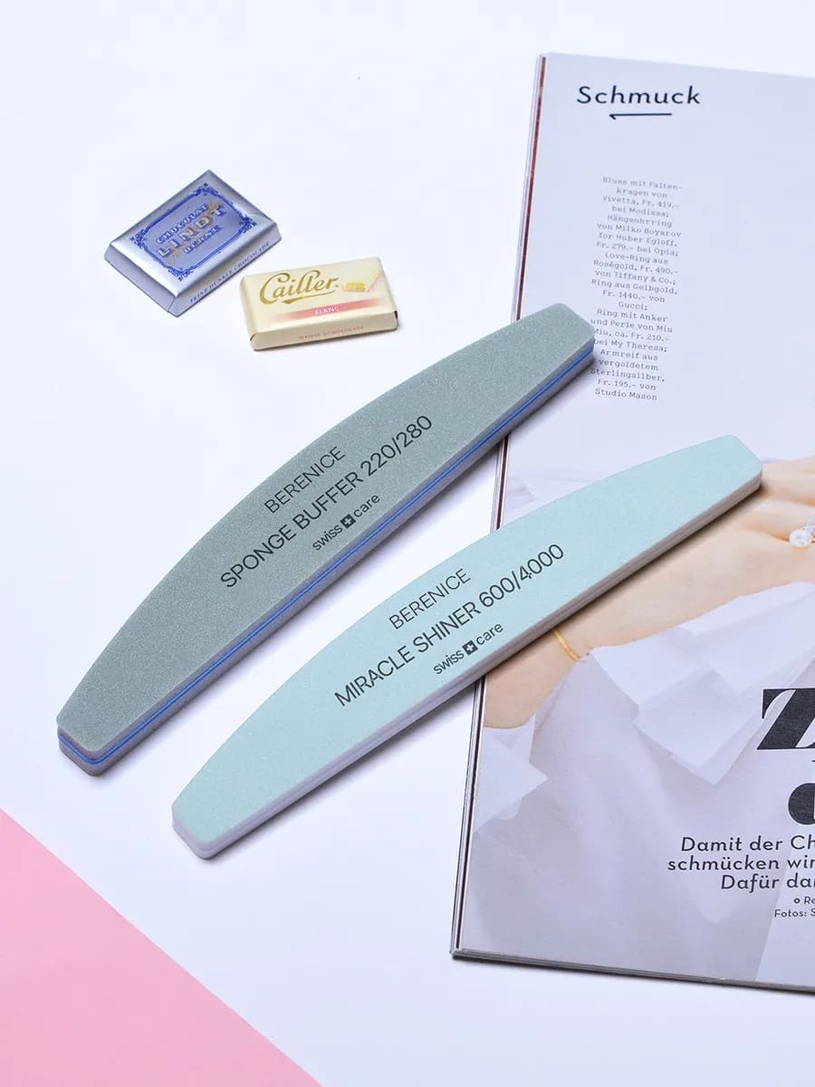 BERENICE Пилка для ногтей полумесяц Sponge Buffer 220*280